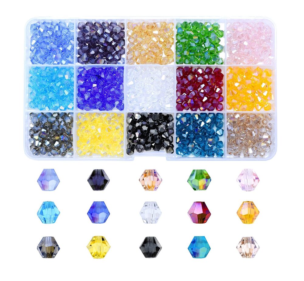 4070 6mm Bicone Crystal Beads – 750 Faceted Glass Beads for Jewelry Making